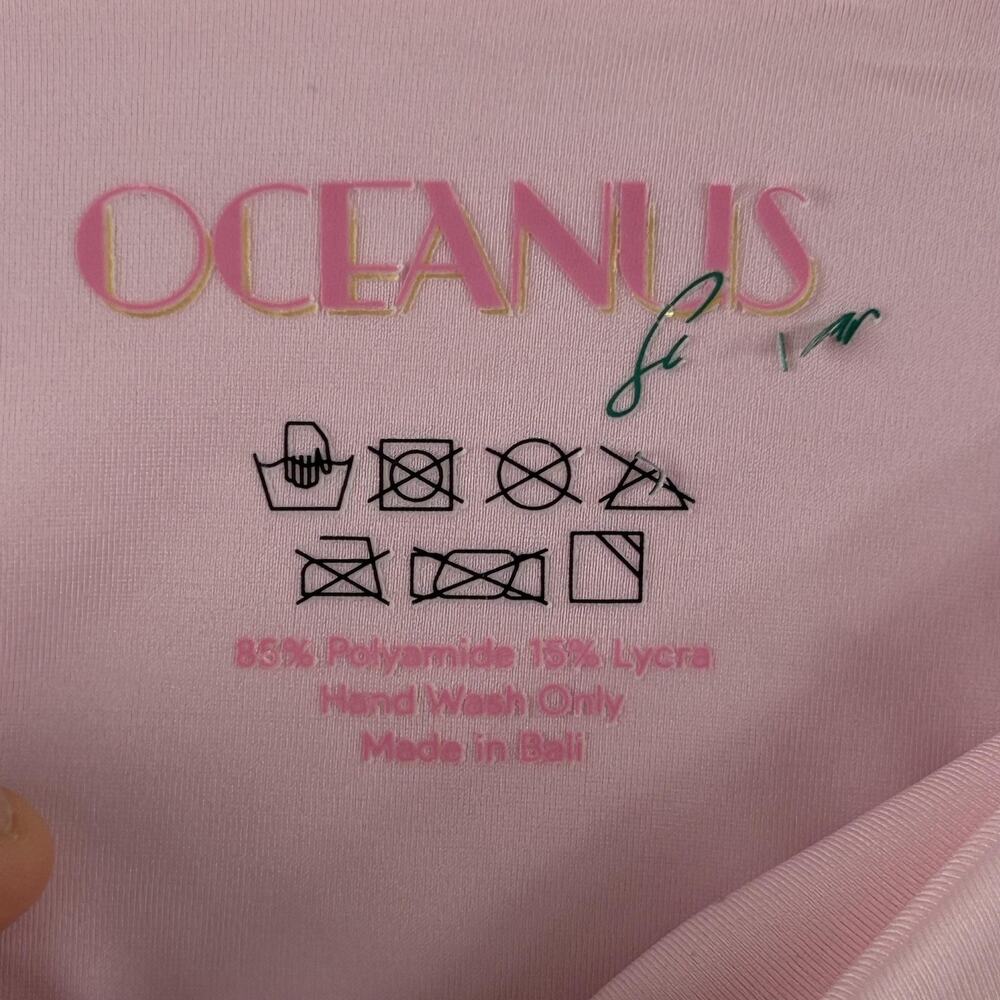 Oceanus Bikini Set XS Pink Embellished Triangle Top Bottom Rhinestone Beach Pool - Picture 11 of 12